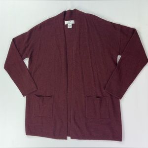 Magaschoni Cashmere Burgundy Open Front Cardigan Sweater Size Large